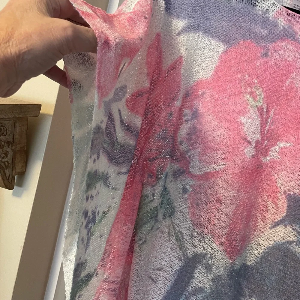 Anthropologie OLIVER Floral Knit Poncho Pullover. Like New!